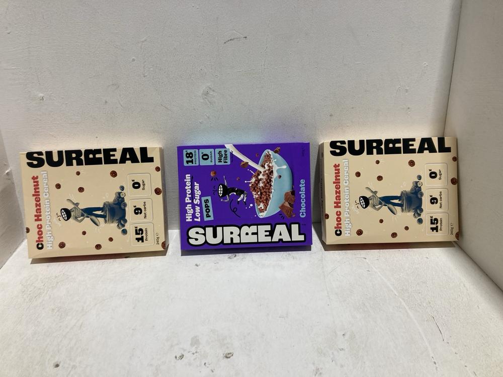 Lot 1194  
            Birmingham SR108 - Parcel Delivery Only 

                
BOX OF ITEMS TO INCLUDE SURREAL CHOC HAZELNUT HIGH PROTEIN CEREAL 240G (BEST BEFO...