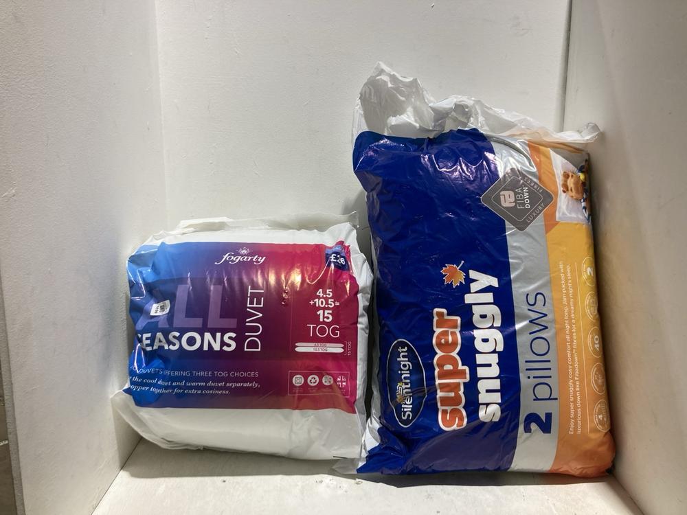 Lot 1199  
            Birmingham SR108 - Parcel Delivery Only 

                
2 X ITEMS TO INCLUDE FOGARTY ALL SEASON DUVET TOG 15
