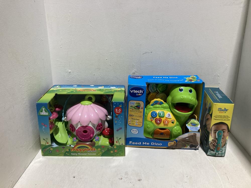 Lot 1200  
            Birmingham SR108 - Parcel Delivery Only 

                
3 X ITEMS TO INCLUDE VTECH BABY FEED ME DINO