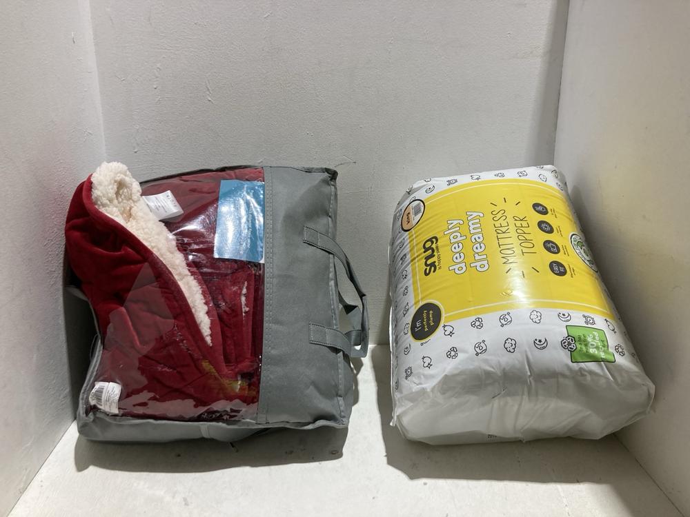 Lot 1219  
            Birmingham SR108 - Parcel Delivery Only 

                
2 X ITEMS TO INCLUDE SNUG DEPLOY DREAMY KING MATTRESS TOPPER