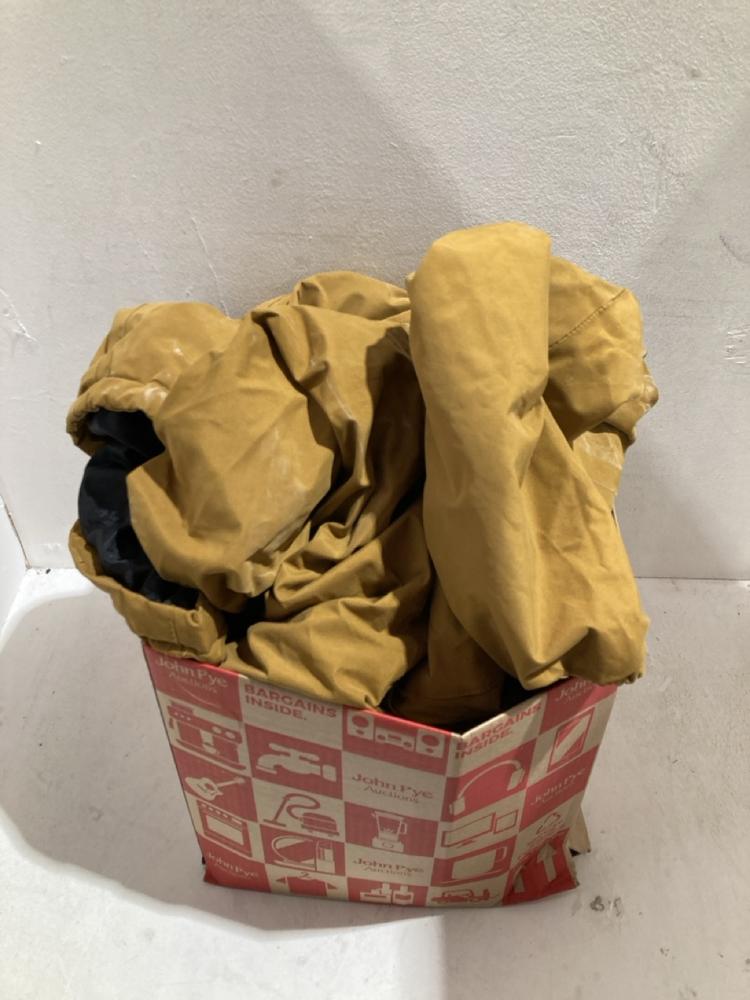 Lot 1250  
            Birmingham SR108 - Parcel Delivery Only 

                
BOX OF ITEMS TO INCLUDE MUSTARD YELLOW COAT NO SIZE GIVEN