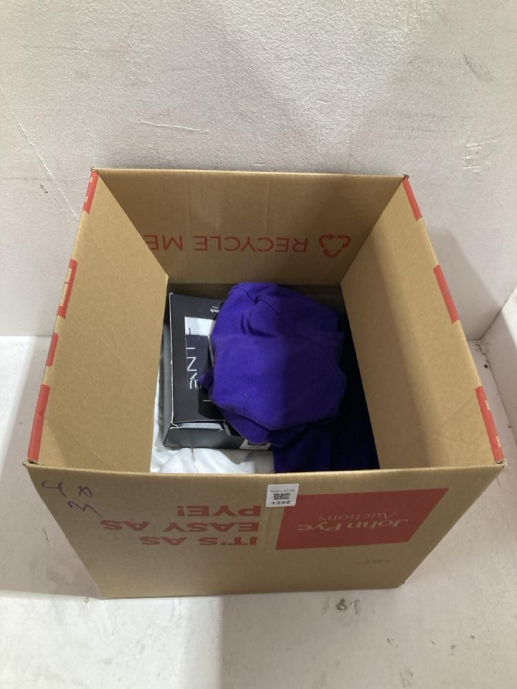 Lot 1252  
            Birmingham SR108 - Parcel Delivery Only 

                
BOX OF ITEMS TO INCLUDE RALPH LAUREN WHITE POLO SHIRT SIZE M