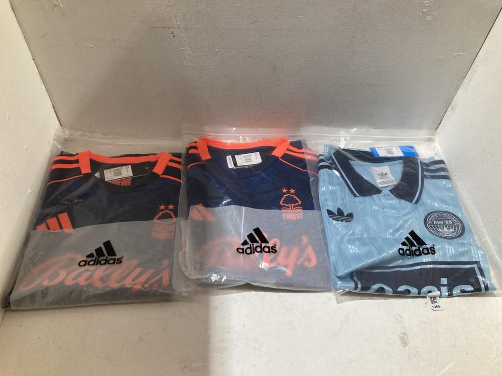 Lot 1258  
            Birmingham SR108 - Parcel Delivery Only 

                
3 X ITEMS TO INCLUDE ADIDAS BLUE TSHIRT SIZE M
