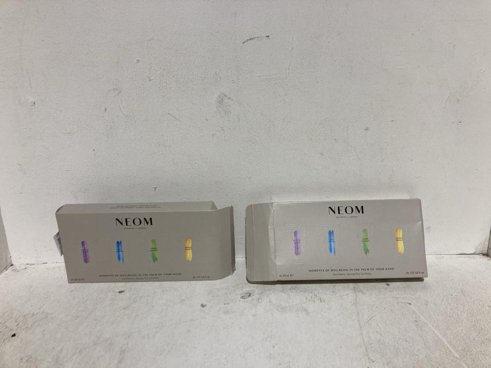 Lot 142  
            Birmingham SR108 - Parcel Delivery Only 

                
2 X NEOM WELLBEING HAND BALMS 4 X 1.01