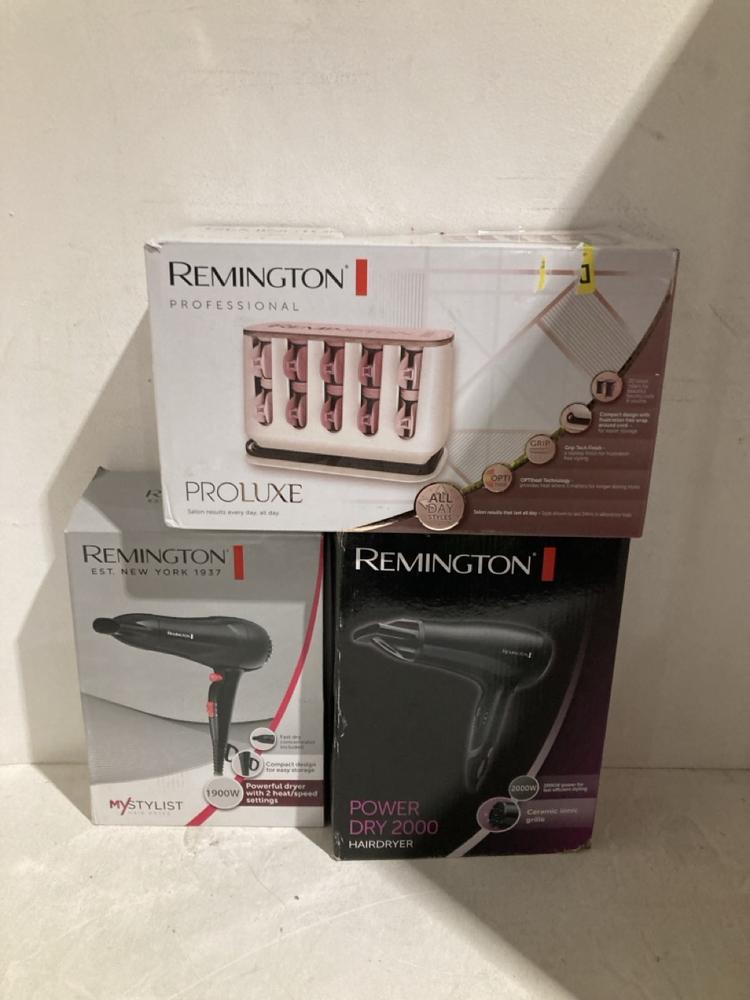 Lot 209  
            Birmingham SR108 - Parcel Delivery Only 

                
3 X ITEMS TO INCLUDE REMINGTON PROFESSIONAL PROLUXE HEATED ROLLERS