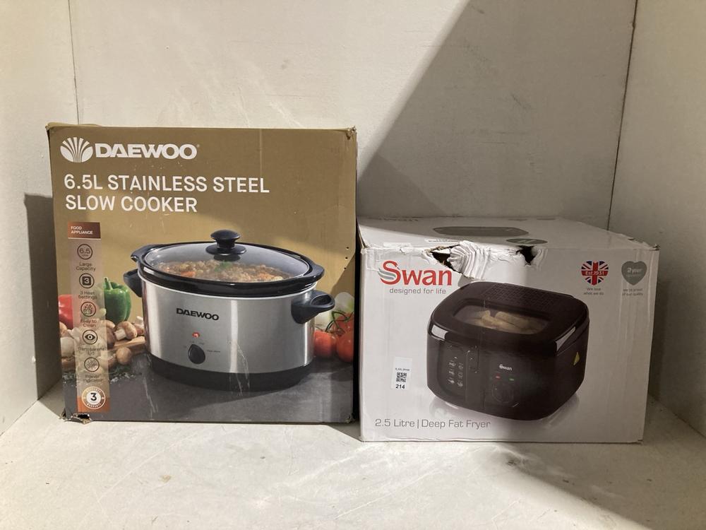Lot 214  
            Birmingham SR108 - Parcel Delivery Only 

                
2 X ITEMS TO INCLUDE SWAN 2,5L DEEP FAT FRY