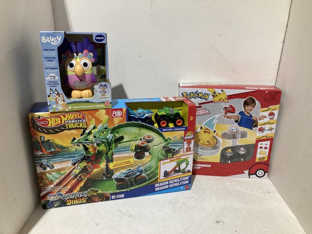 Lot 243  
            Birmingham SR108 - Parcel Delivery Only 

                
3 X ITEMS TO INCLUDE BLUEY VTECH DANCE MODE CHATTERMAX