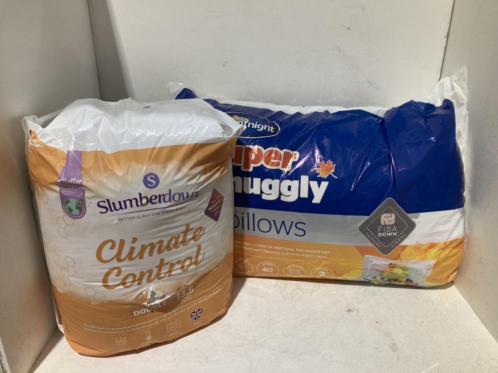 Lot 251  
            Birmingham SR108 - Parcel Delivery Only 

                
2 X ITEMS TO INCLUDE SLUMBERDOWN CLIMATE CONTROL DOUBLE DUVET TOG:13.5