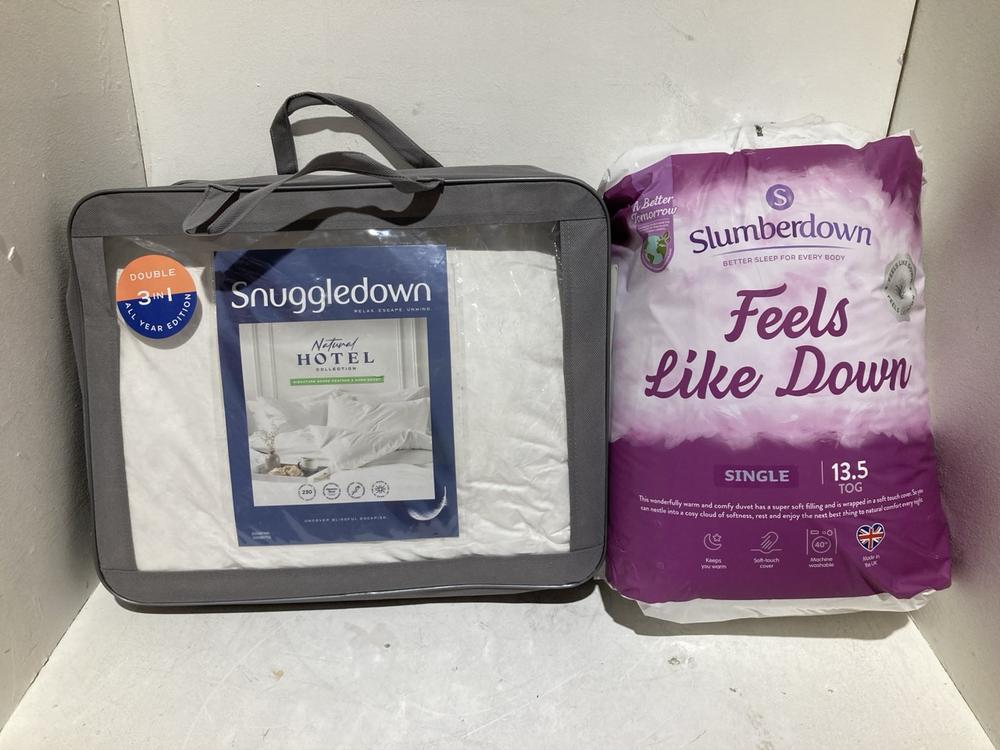 Lot 253  
            Birmingham SR108 - Parcel Delivery Only 

                
2 X ITEMS TO INCLUDE SLUMBERDOWN FEELS LIKE DOWN SINGLE DUVET TOG:13.5
