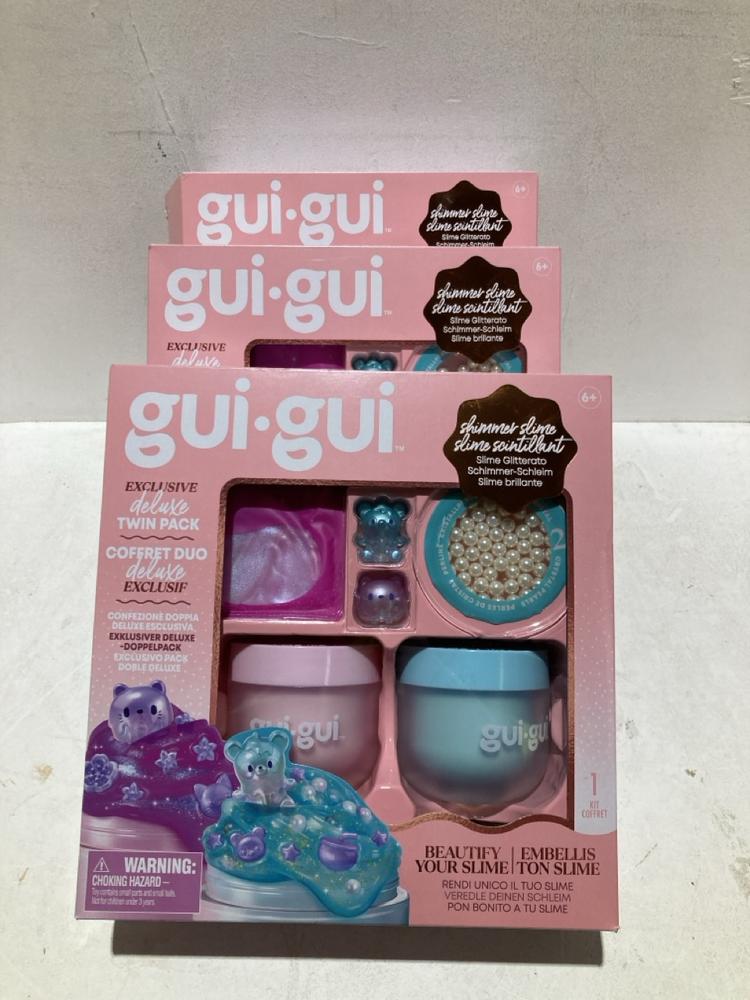 Lot 287  
            Birmingham SR108 - Parcel Delivery Only 

                
3 X GUI GUI DELUXE TWIN PACK SLIME KITS