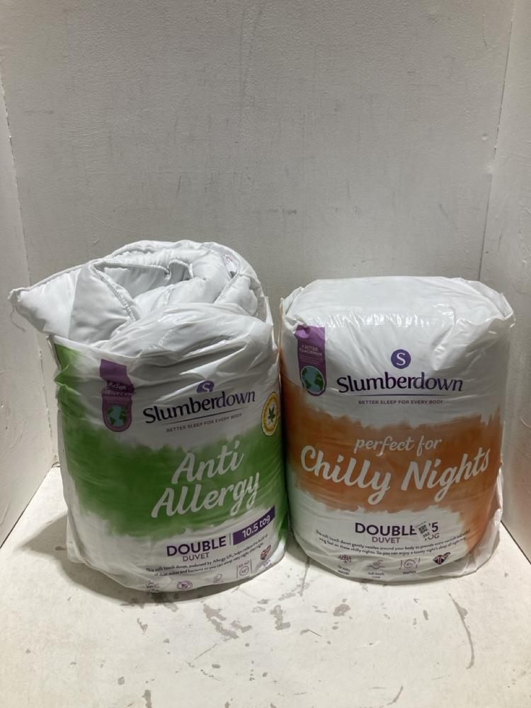 Lot 302  
            Birmingham SR108 - Parcel Delivery Only 

                
2 X ITEMS TO INCLUDE SLUMBERDOWN COSY NIGHTS DOUBLE DUVET TOG 15