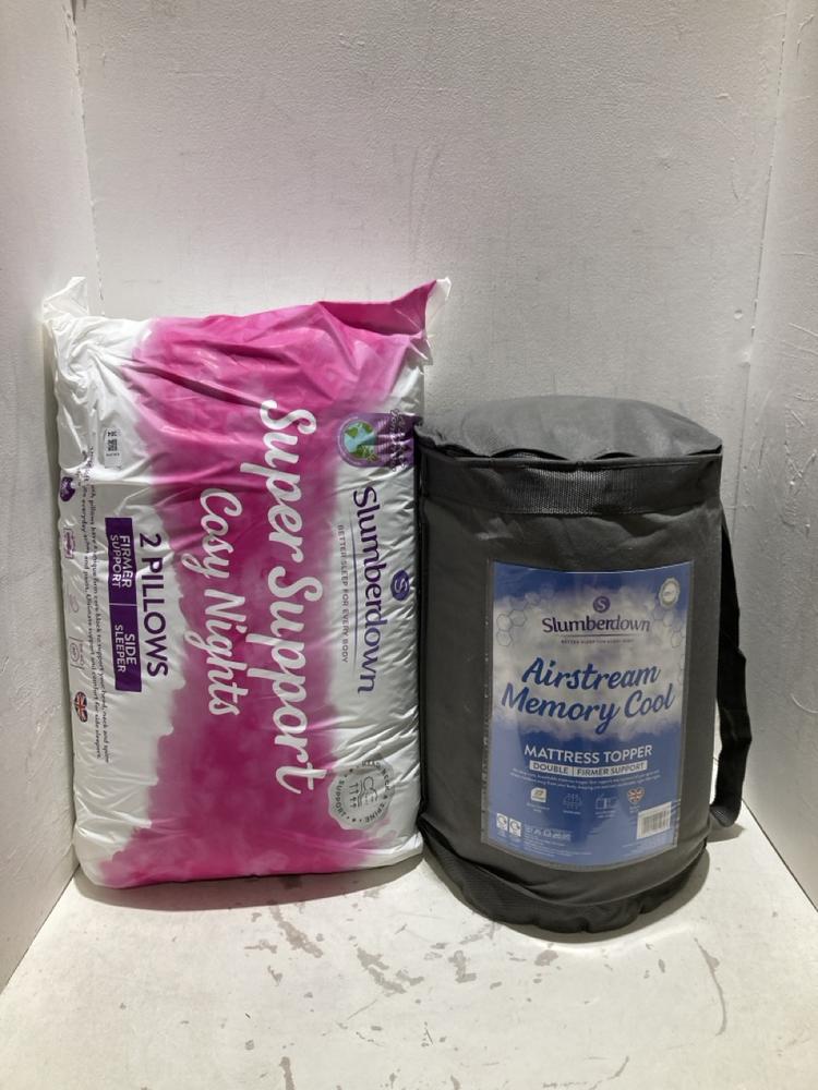 Lot 304  
            Birmingham SR108 - Parcel Delivery Only 

                
2 X ITEMS TO INCLUDE SLUMBERDOWN AIRSTREAM MEMORY FOAM MATTRESS TOPPER