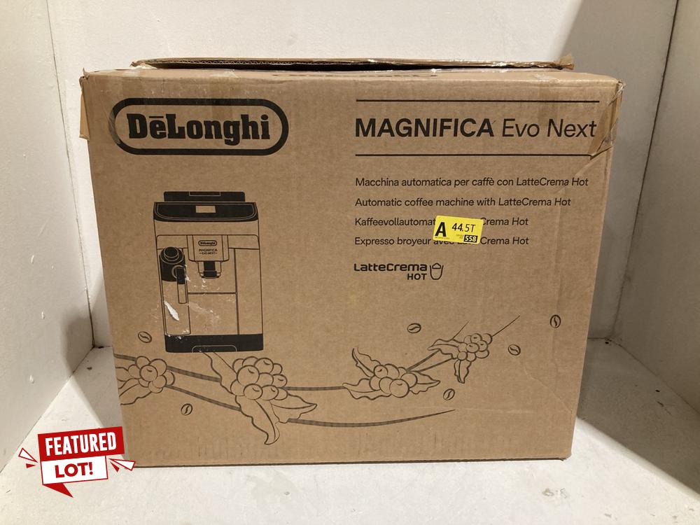 Lot 32  
            Birmingham SR108 - Parcel Delivery Only 

                
DELONGHI MAGNIFICA EVO NEXT COFFEE MACHINE ORIGINAL RRP £600