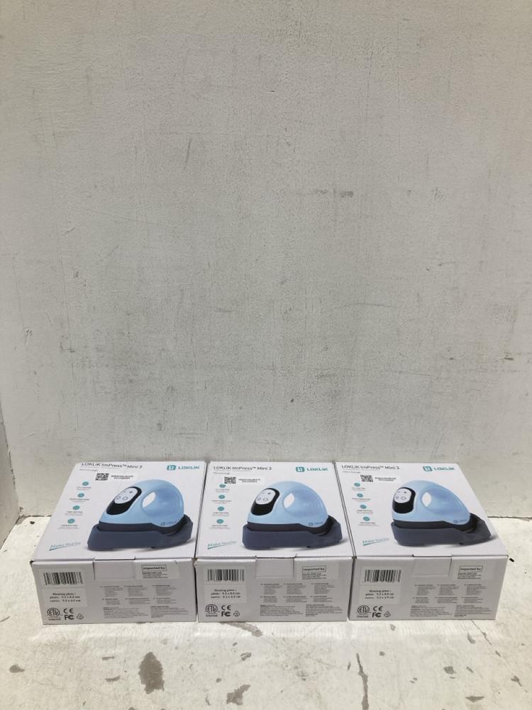 Lot 345  
            Birmingham SR108 - Parcel Delivery Only 

                
3 X LDKLIK IMPRESS MINI 3 HEAT PRESS