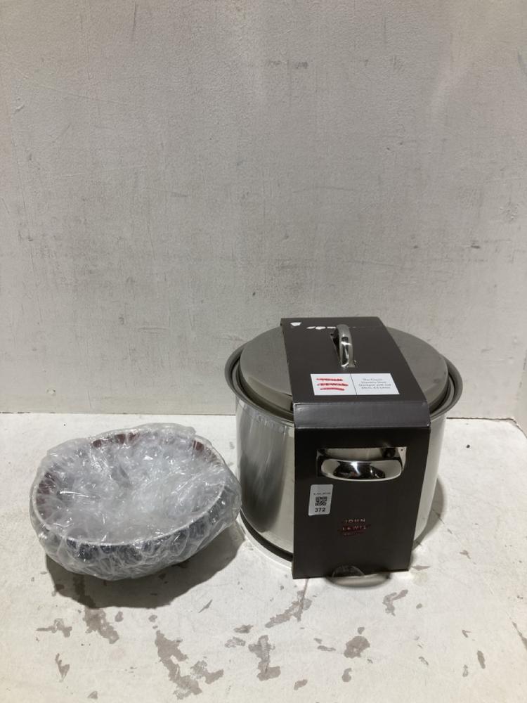 Lot 372  
            Birmingham SR108 - Parcel Delivery Only 

                
2 X ITEMS TO INCLUDE 24CM STAINLESS STEEL STOCK POT WITH LID