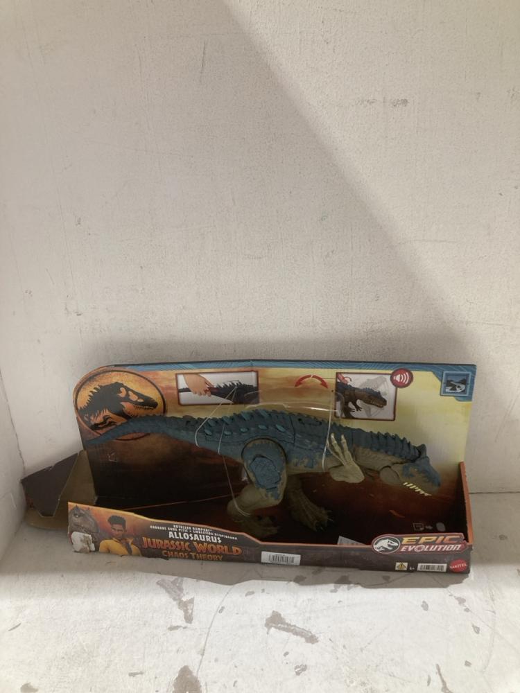 Lot 386  
            Birmingham SR108 - Parcel Delivery Only 

                
BOX OF ITEMS TO INCLUDE EPIC EVOLUTION JURASSIC WORLD CHAOS THEORY ALLOSAURUS TOY