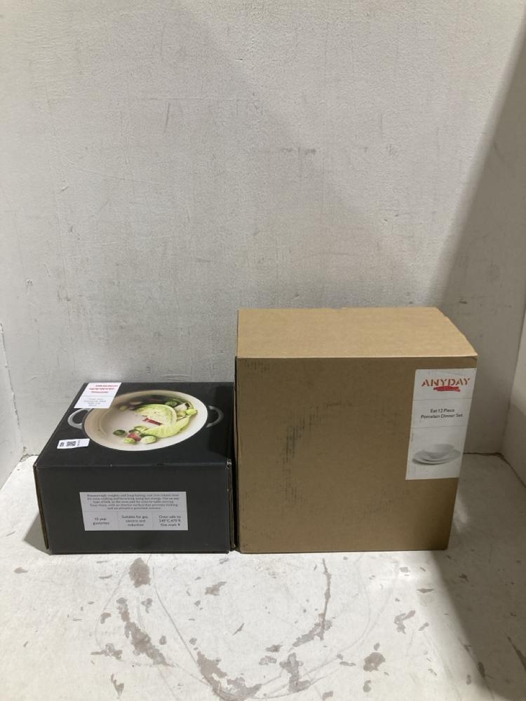 Lot 402  
            Birmingham SR108 - Parcel Delivery Only 

                
2 X ITEMS TO INCLUDE JOHN LEWIS & PARTNERS 21 CM CAST IRON CASSEROLE DISH WITH LID