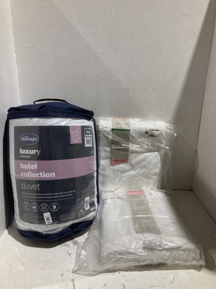 Lot 403  
            Birmingham SR108 - Parcel Delivery Only 

                
3 X ITEMS TO INCLUDE JOHN LEWIS & PARTNERS WARM & COSY DOUBLE FITTED SHEET