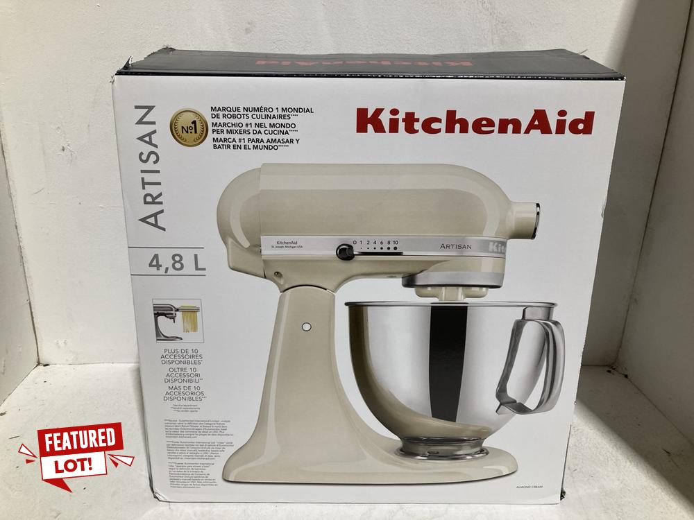 Lot 45  
            Birmingham SR108 - Parcel Delivery Only 

                
KITCHENAID ARTISAN 4.8L IN PORCELAIN WHITE ORIGINAL RRP £369.00