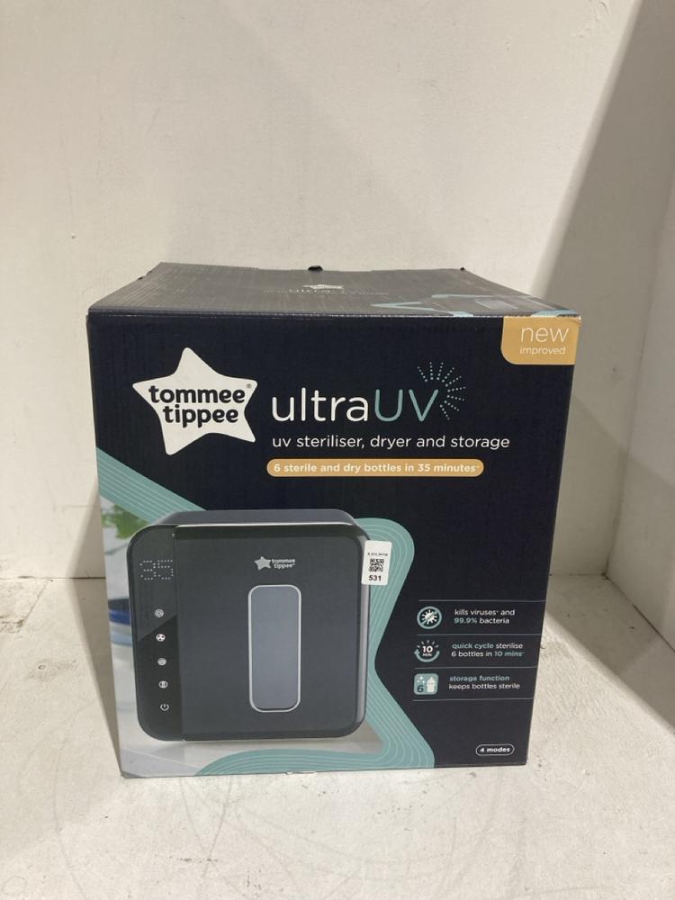 Lot 531  
            Birmingham SR108 - Parcel Delivery Only 

                
TOMMEE TIPPEE ULTRA UV BABY BOTTLE CLEANER & STERILISER