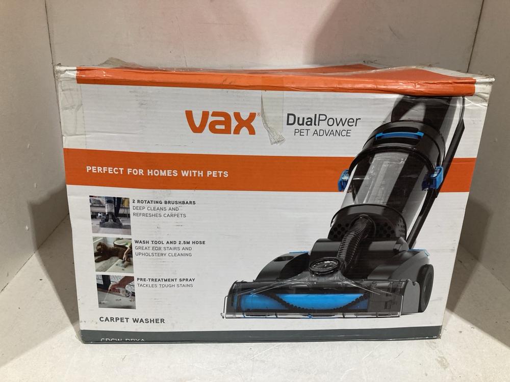 Lot 559  
            Birmingham SR108 - Parcel Delivery Only 

                
VAX DUAL POWER PET ADVANCE CARPET CLEANER