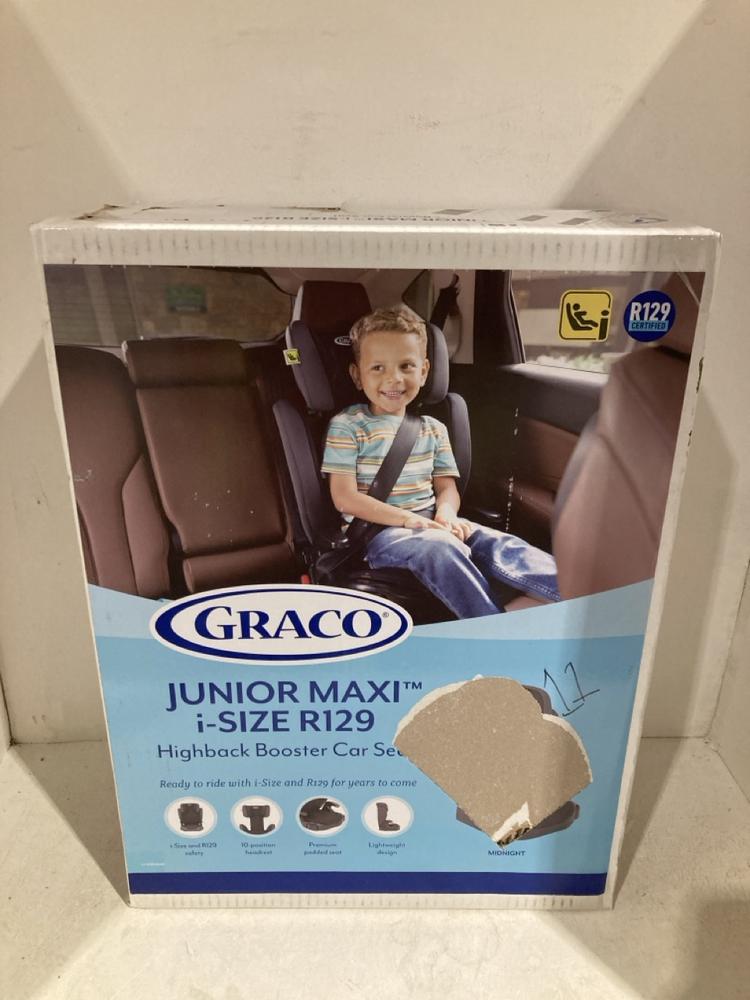 Lot 562  
            Birmingham SR108 - Parcel Delivery Only 

                
GRACO JUNIOR MAXI I-SIZE R129 BOOSTER CAR SEAT