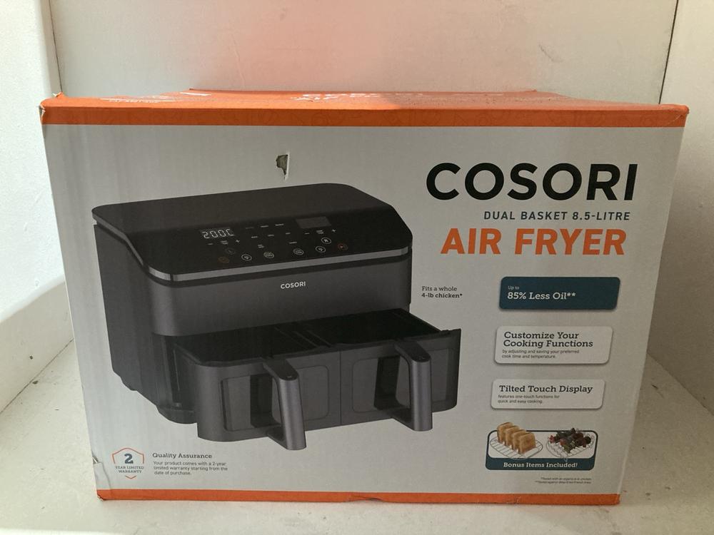 Lot 57  
            Birmingham SR108 - Parcel Delivery Only 

                
COSORI DUAL AIR FRYER 8.5L ORIGINAL RRP £159.99