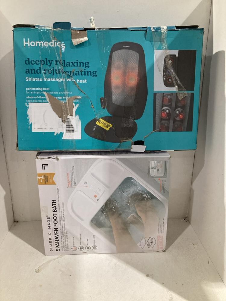Lot 580  
            Birmingham SR108 - Parcel Delivery Only 

                
2 X ITEMS TO INCLUDE HOMEDICS SHIATSU MASSAGER WITH HEAT