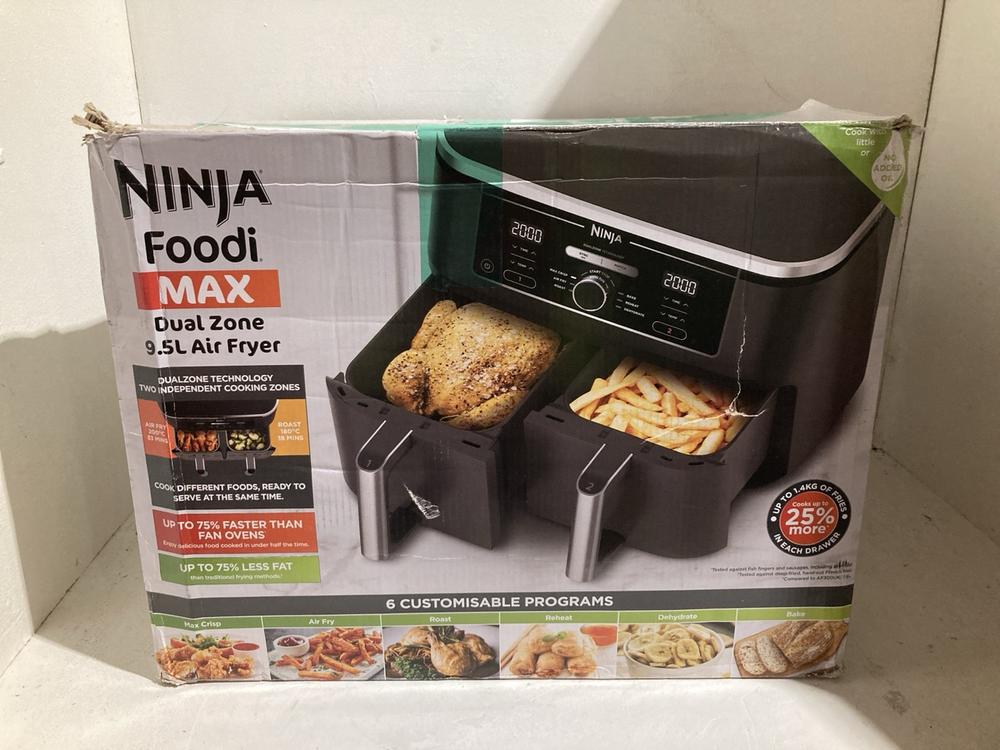 Lot 63  
            Birmingham SR108 - Parcel Delivery Only 

                
NINJA FOODI MAX DUAL ZONE 9.5L AIR FRYER ORIGINAL RPP £229.99
