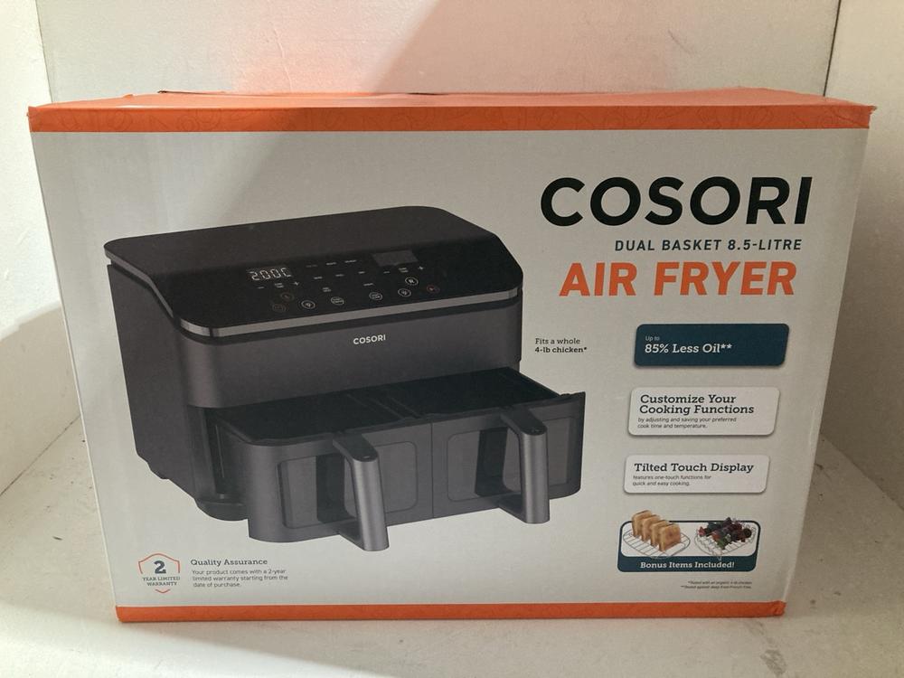 Lot 65  
            Birmingham SR108 - Parcel Delivery Only 

                
COSORI 8 IN 1 DOUBLE AIR FRYER ORIGINAL RRP £ 159.99