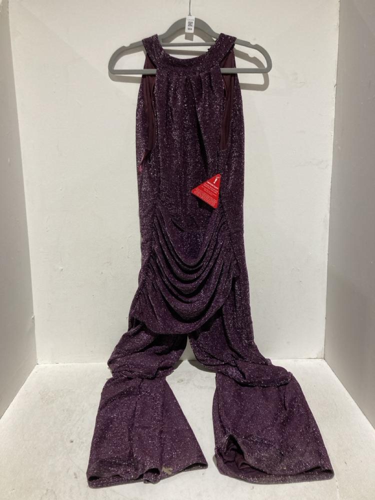 Lot 664  
            Birmingham SR108 - Parcel Delivery Only 

                
AX PARIS PURPLE SPARKLY SILK DRESS BACK ZIP SIZE 12