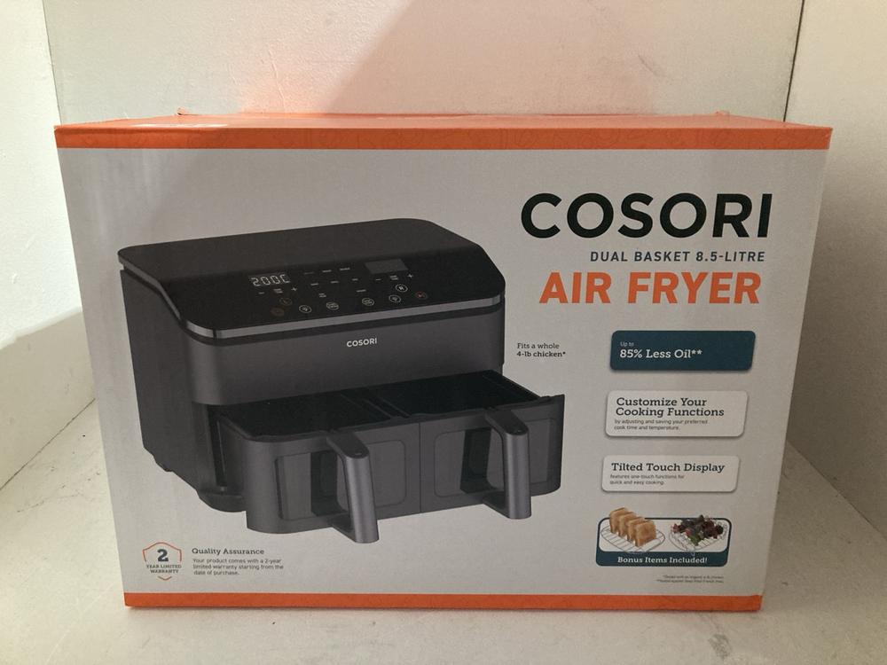 Lot 67  
            Birmingham SR108 - Parcel Delivery Only 

                
COSORI 8 IN 1 DOUBLE AIR FRYER ORIGINAL RRP £ 159.99