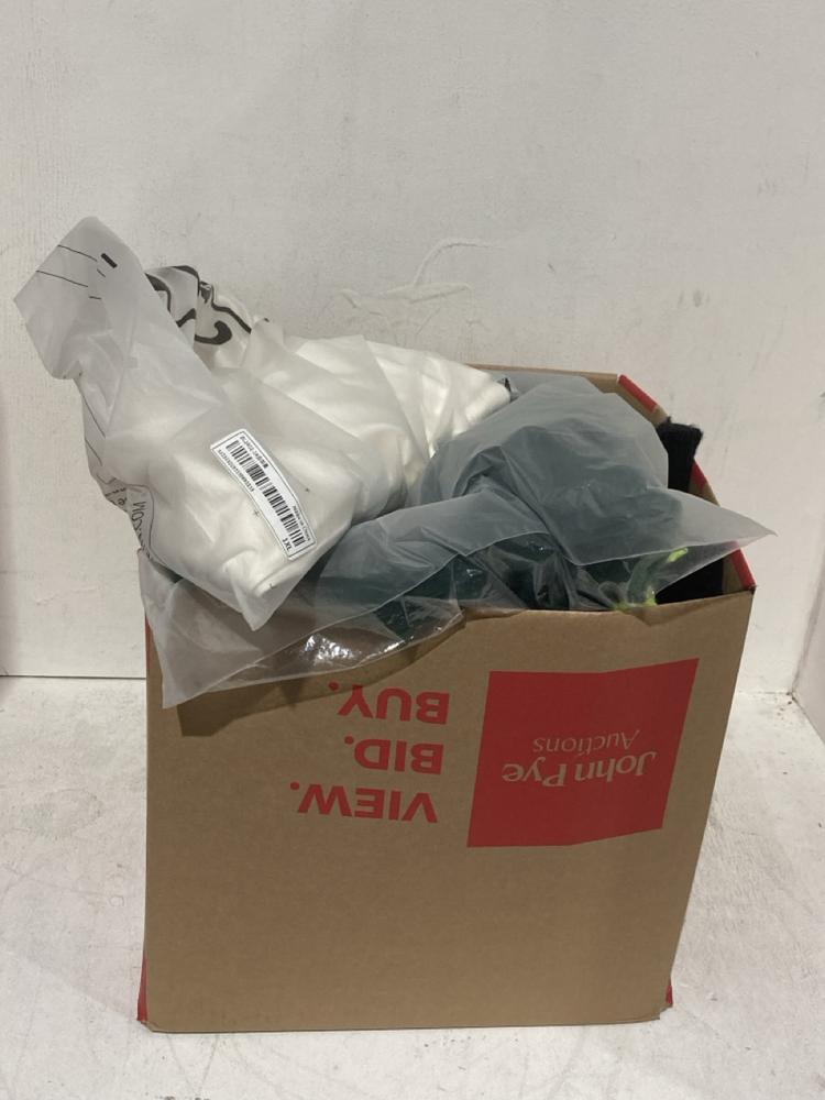Lot 681  
            Birmingham SR108 - Parcel Delivery Only 

                
BOX OF ITEMS TO INCLUDE CALVIN KLEIN JEANS BRIGHT YELLOW & BLACK STRIPED KNITTED ...