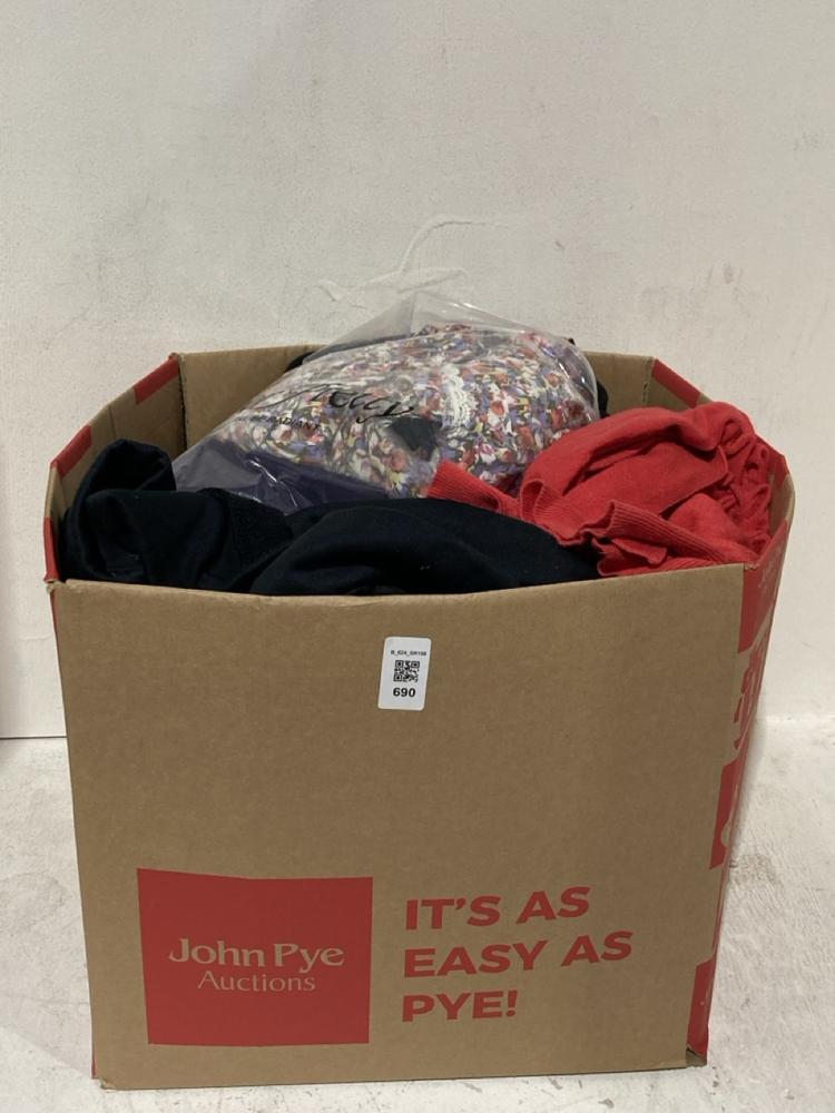 Lot 690  
            Birmingham SR108 - Parcel Delivery Only 

                
BOX OF ITEMS TO INCLUDE ATMOSPHERE RED CARDIGAN SIZE 12