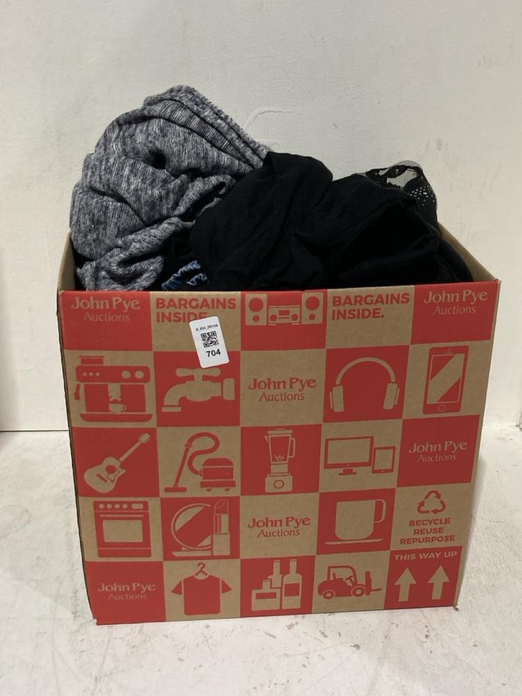 Lot 704  
            Birmingham SR108 - Parcel Delivery Only 

                
BOX OF ITEMS TO INCLUDE ATMOSPHERE GREY CARDIGAN SIZE M
