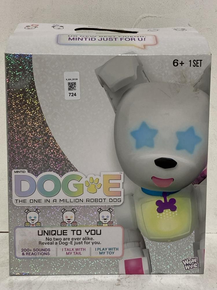 Lot 724  
            Birmingham SR108 - Parcel Delivery Only 

                
WOW WEE SMART CONNECTED DOGE UNIQUE TO YOU ROBOT DOG 6+
