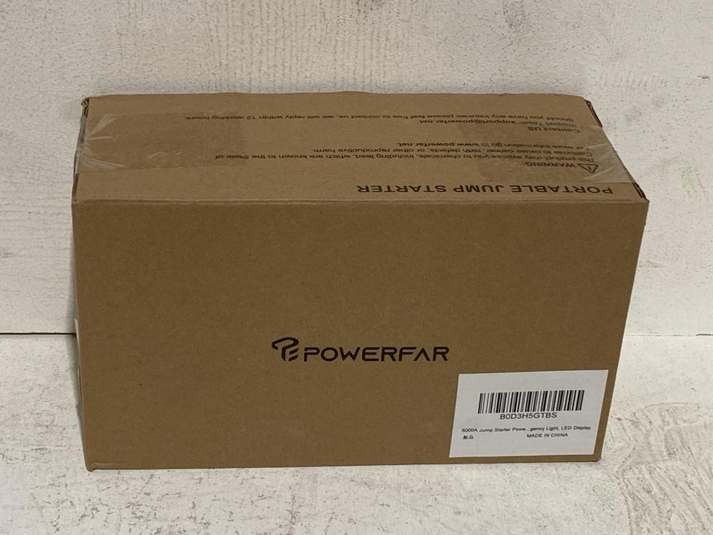 Lot 743  
            Birmingham SR108 - Parcel Delivery Only 

                
POWERFAR 5000A JUMPSTART POWER EMERGENCY LIGHT