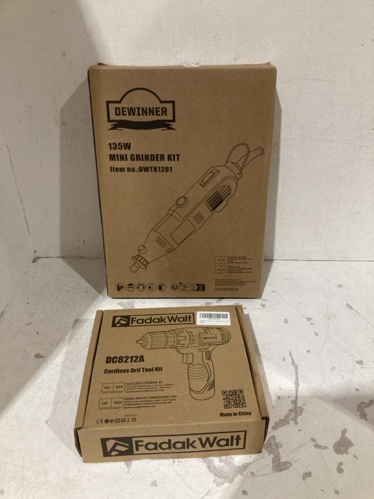 Lot 769  
            Birmingham SR108 - Parcel Delivery Only 

                
2 X ITEMS TO INCLUDE FADAK WALT CORDLESS DRILL TOOL KIT