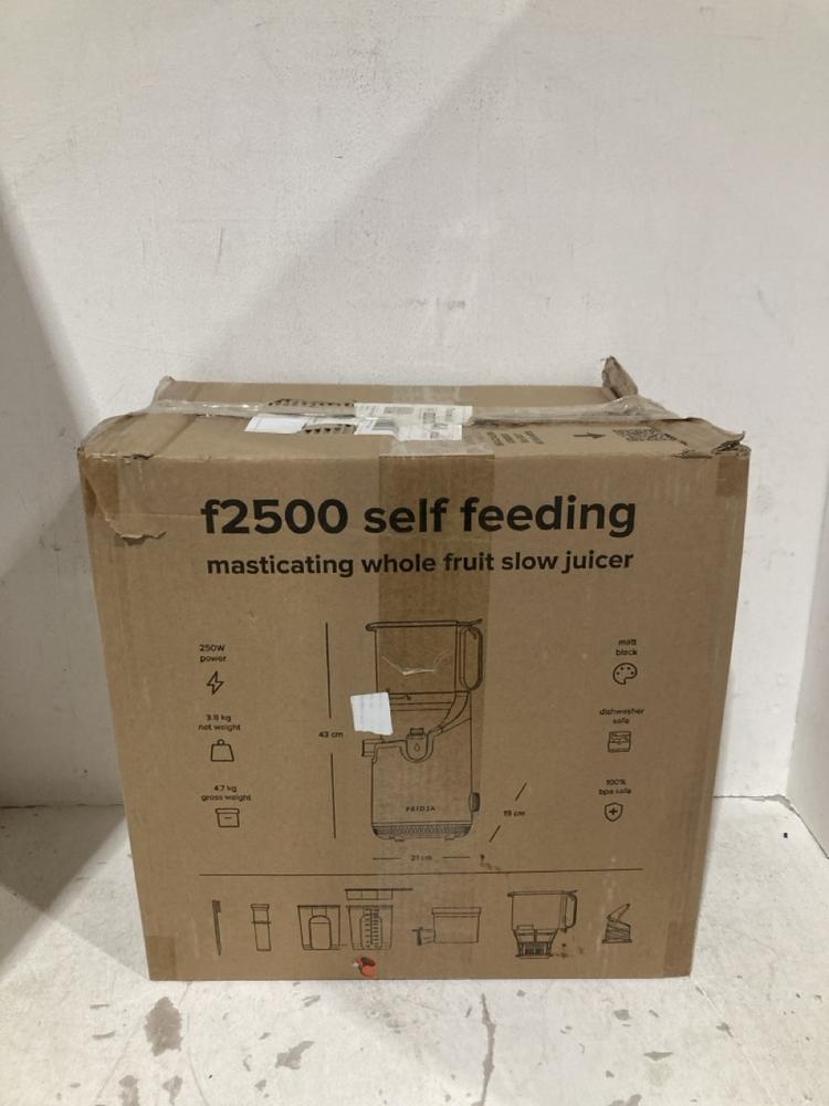 Lot 790  
            Birmingham SR108 - Parcel Delivery Only 

                
FRIDJA F 2500 SELF FEEDING WHOLE FRUIT JUICER