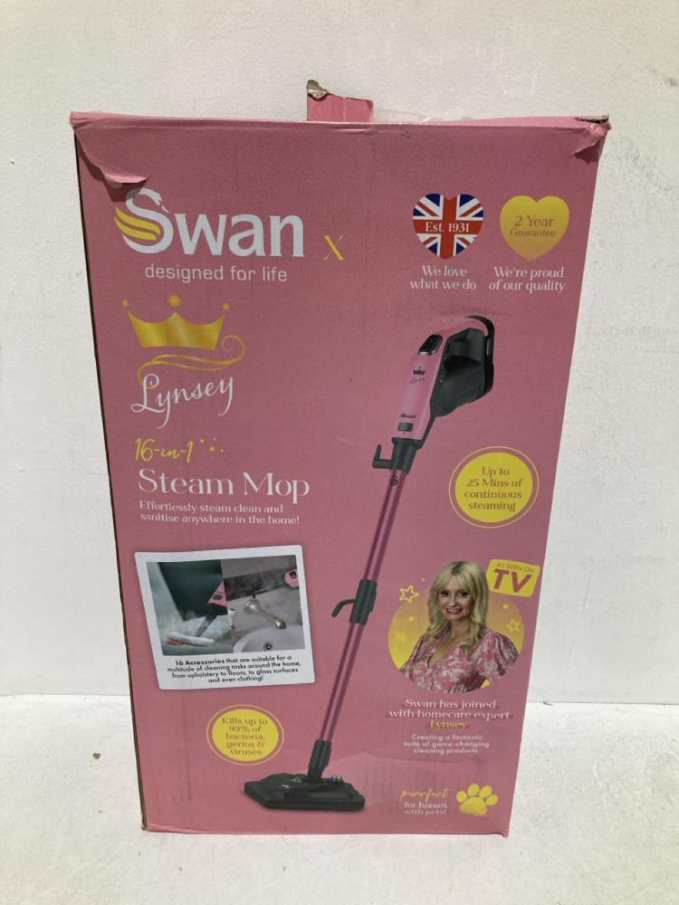 Lot 811  
            Birmingham SR108 - Parcel Delivery Only 

                
SWAN 16 IN 12 STEAM MOP