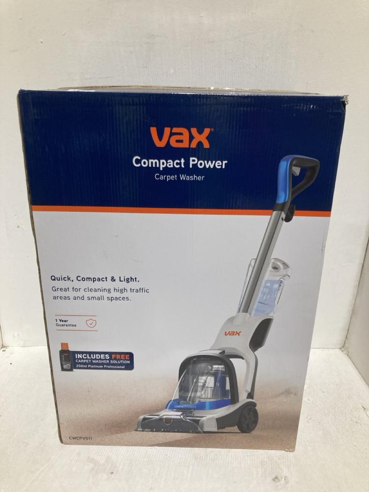 Lot 813  
            Birmingham SR108 - Parcel Delivery Only 

                
VAX COMPACT POWER CARPET CLEANER
