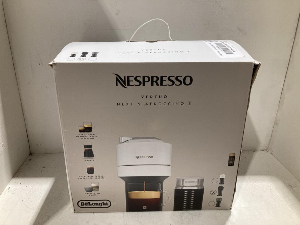 Lot 829  
            Birmingham SR108 - Parcel Delivery Only 

                
NESPRESSO VERTUO NEXT & AEROCCINO 3 COFFEE MACHINE