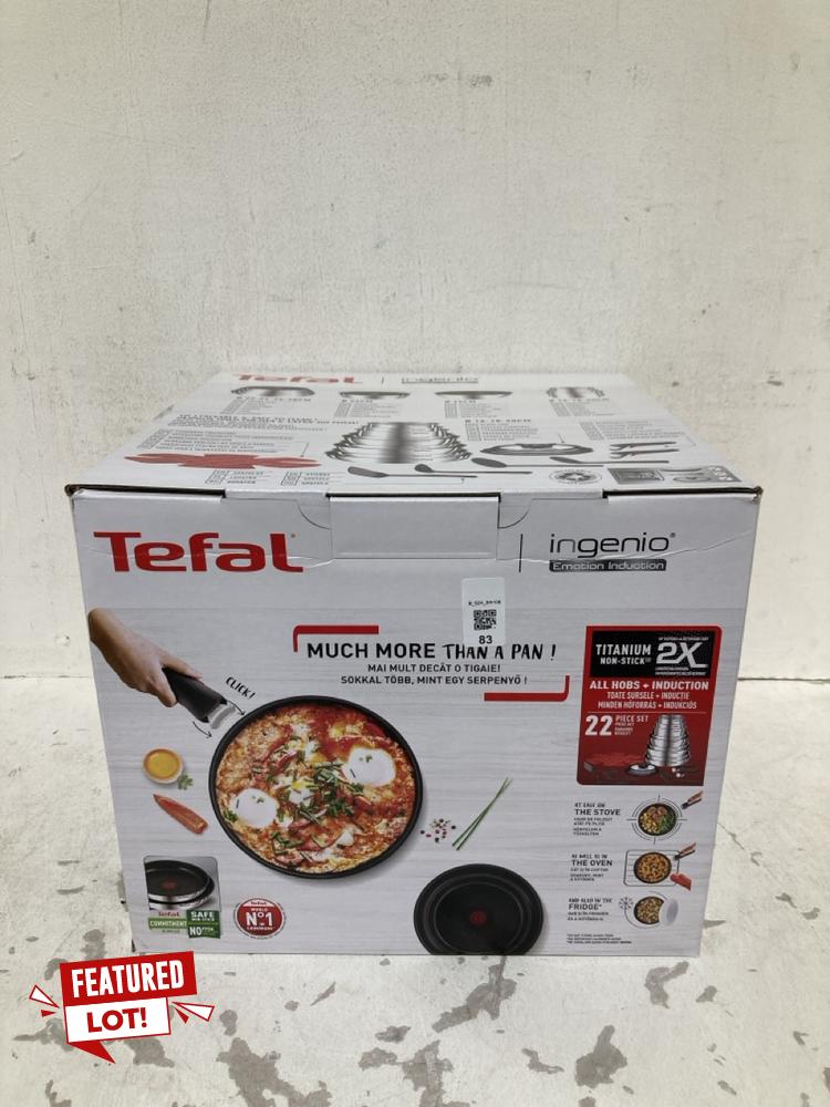Lot 83  
            Birmingham SR108 - Parcel Delivery Only 

                
TEFAL INGENIO DETACHABLE HANDLE PAN 20PCS SET ORIGINAL RRP £250