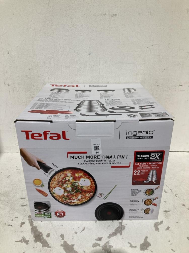 Lot 84  
            Birmingham SR108 - Parcel Delivery Only 

                
TEFAL INGENIO DETACHABLE HANDLE PAN 20PCS SET ORIGINAL RRP £250