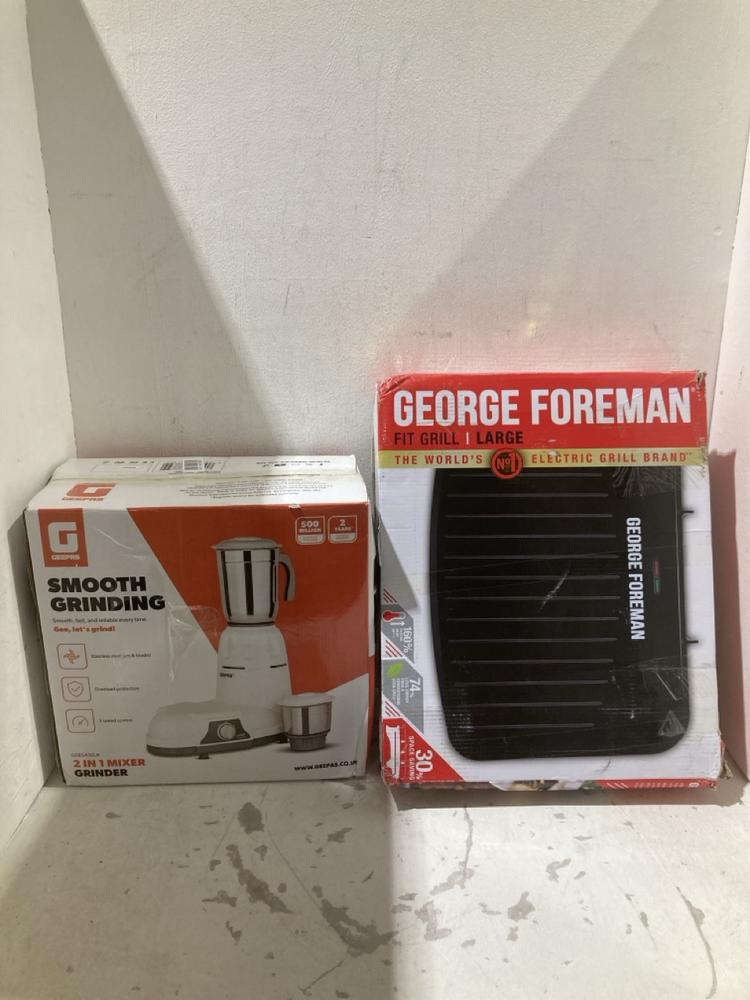 Lot 873  
            Birmingham SR108 - Parcel Delivery Only 

                
2 X ITEMS TO INCLUDE GEORGE FOREMAN LARGE FIT GRILL