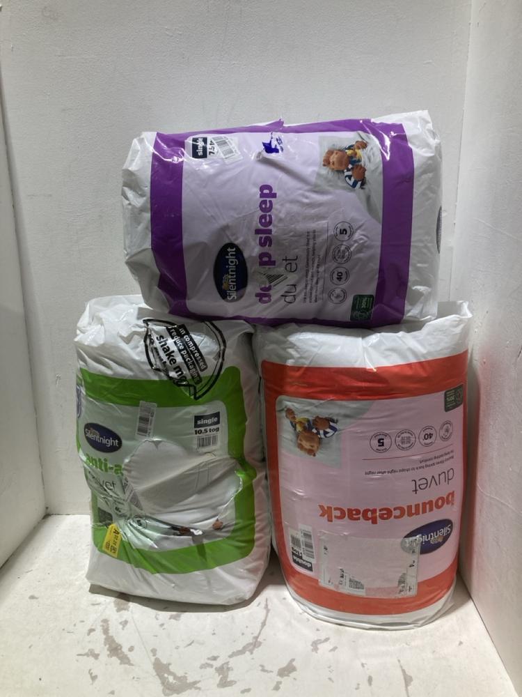 Lot 897  
            Birmingham SR108 - Parcel Delivery Only 

                
3 X ITEMS TO INCLUDE SILENT NIGHT BOUNCEBACK DUVET