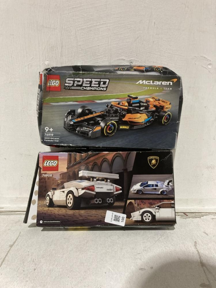 Lot 100  
            Birmingham SR107 - Parcel Delivery Only 

                
LEGO SPEED CHAMPIONS TO INCLUDE 76908 & 76919 TOTAL ORIGINAL RRP £55