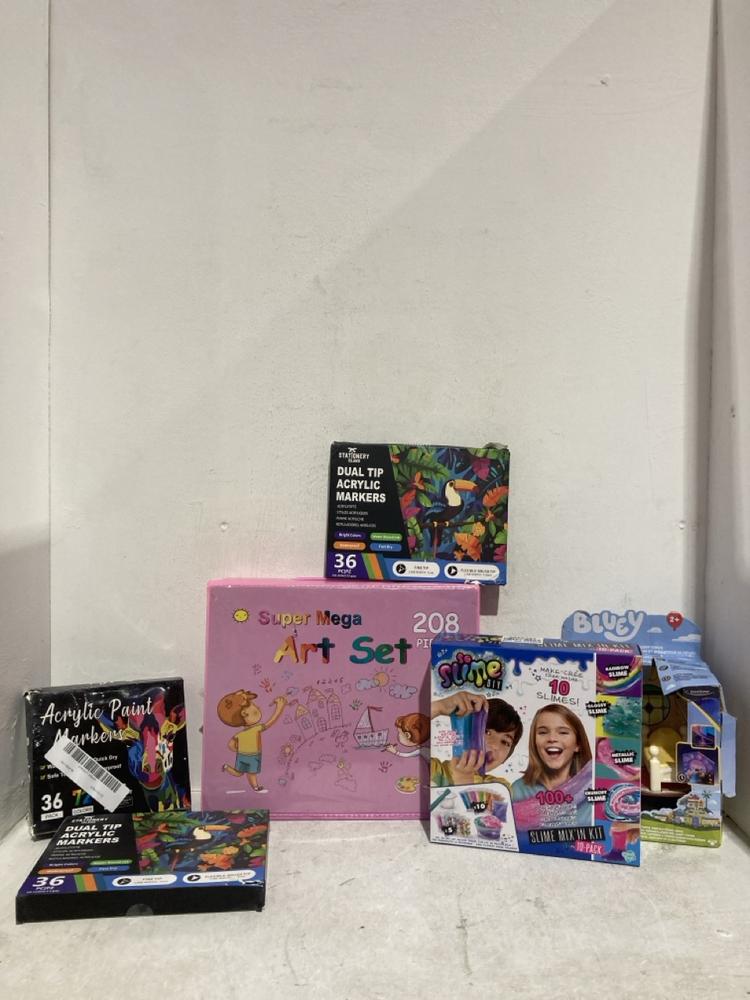 Lot 1011  
            Birmingham SR107 - Parcel Delivery Only 

                
ASSORTED CHILDRENS TOYS TO INCLUDE BLUEY NIGHT LIGHT TORCH & SLEEP TIMER