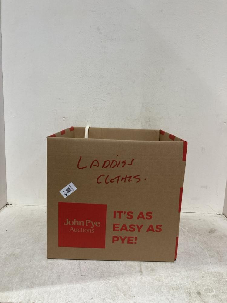 Lot 1036  
            Birmingham SR107 - Parcel Delivery Only 

                
BOX OF ASSORTED WOMEN'S CLOTHING TO INCLUDE UNDER ARMOUR COMPRESSION HIGH RISE FU...