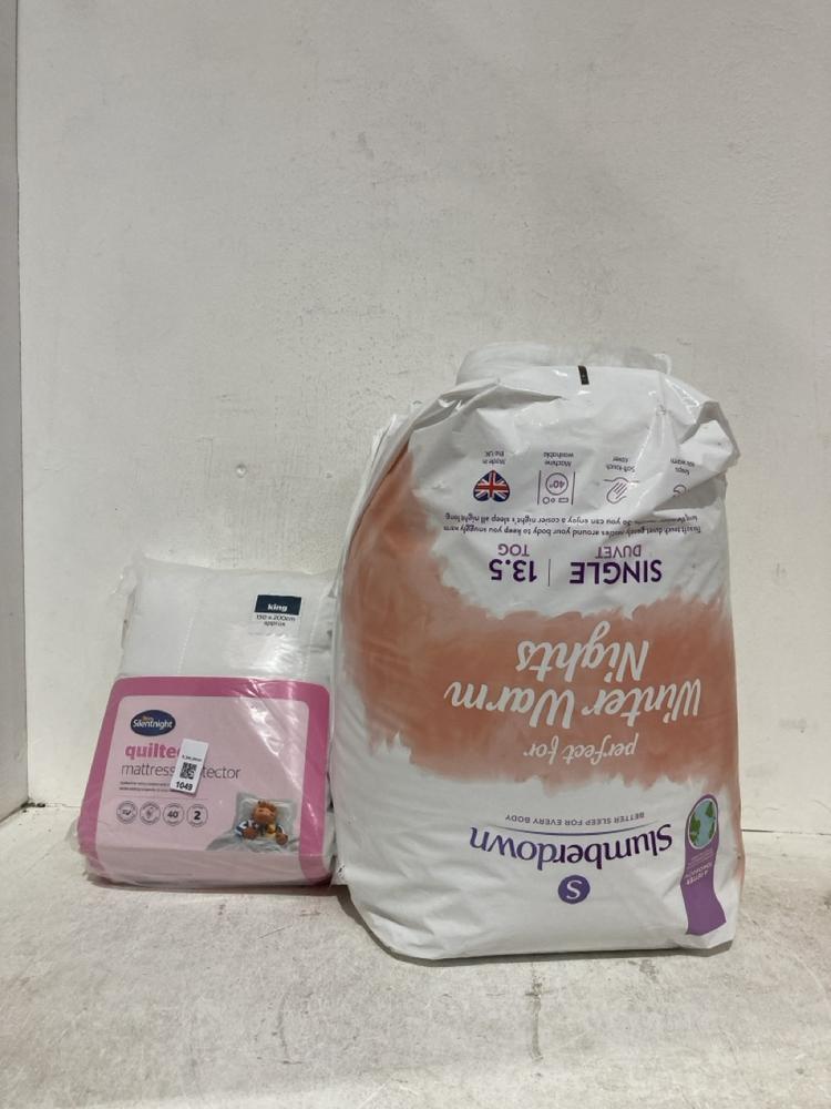 Lot 1049  
            Birmingham SR107 - Parcel Delivery Only 

                
2 X ITEMS TO INCLUDE SLUMBERDOWN 13.5 TOG SINGLE DUVET